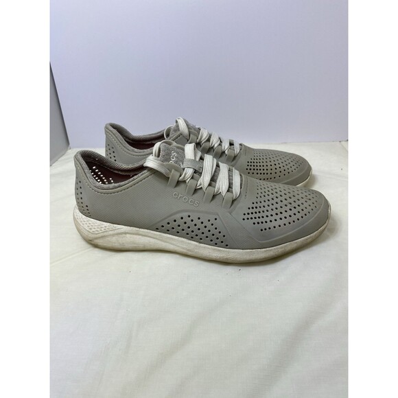 Crocs Sneaker Womens 9m Gray Lace up Literide Pacer Comfort Breathable Casual - Picture 2 of 7
